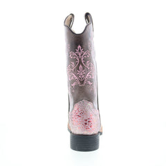Jama Old West Square Toe 18123 Womens Pink Leather Slip On Western Boots