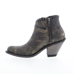 Jama Old West Snip Toe 18155 Womens Gray Leather Zipper Western Boots