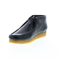 Clarks Wallabee Boot 26154804 Womens Black Patent Leather Chukkas Boots