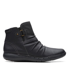 Clarks Un Loop Top 26168673 Womens Black Leather Ankle & Booties Boots