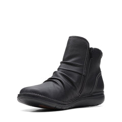 Clarks Un Loop Top 26168673 Womens Black Leather Ankle & Booties Boots