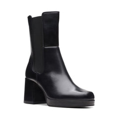 Clarks Pique Up 26172271 Womens Black Leather Slip On Chelsea Boots