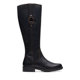 Clarks Aspra HI 26174955 Womens Black Leather Zipper Knee High Boots