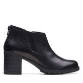 Clarks Leda Step 26174957 Womens Black Wide Leather Ankle & Booties Boots