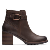 Clarks Leda Strap 26174960 Womens Brown Wide Leather Ankle & Booties Boots