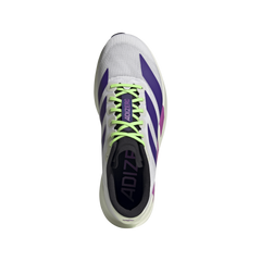 Adidas Men's Adizero EVO SL Sneakers, White / Collegiate Purple / Lime Burst, JS4495