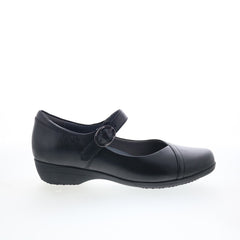 Dansko Fawna 5511-020200 Womens Black Wide Leather Mary Jane Flats Shoes