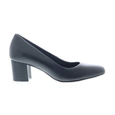 Ros Hommerson Jessica 75081-10 Womens Black Wide Leather Pumps Heels Shoes