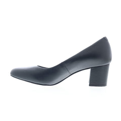 Ros Hommerson Jessica 75081-10 Womens Black Wide Leather Pumps Heels Shoes