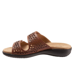 Trotters Ruthie T2113-215 Womens Brown Leather Strap Slides Sandals Shoes
