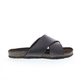 Hitchcock Carla W350 Womens Brown Extra Wide 4E Leather Slides Sandals Shoes