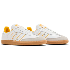 Adidas Men's White Samba OG 'Two Tone Stripes - Crew Yellow' Sneakers, ID1479 (No Box)