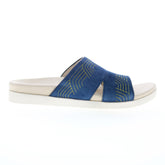 Spenco Twilight Ellie SP1070PEA Womens Blue Wide Suede Slides Sandals Shoes