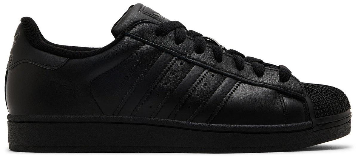 Adidas Originals Men's All Black Superstar II Sneakers, JI0081 (Damaged Box)