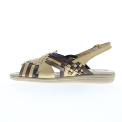 Softspots Tela 157118 Womens Beige Leather Slingback Sandals Shoes