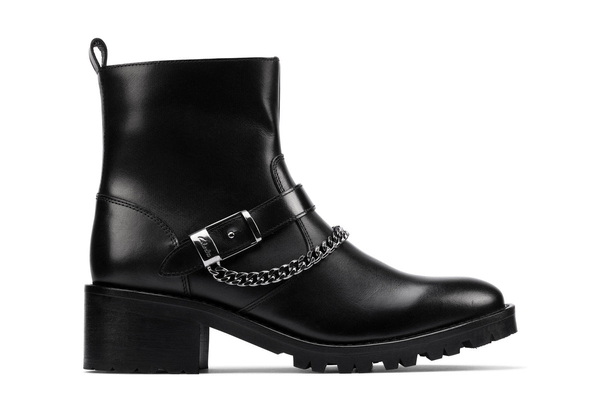 Clarks Roseleigh High 26155708 Womens Black Zipper Leather Casual Boots