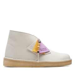 Clarks Desert Coal 26165813 Womens White Nubuck Lace Up Chukkas Boots