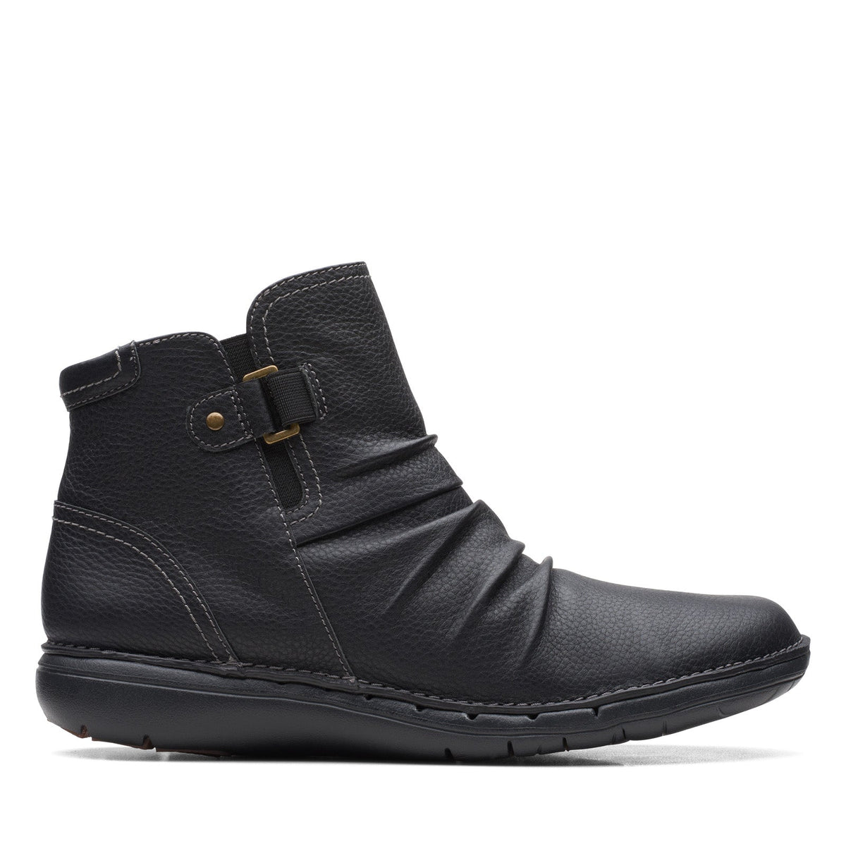 Clarks Un Loop Top 26168673 Womens Black Leather Ankle & Booties Boots