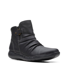 Clarks Un Loop Top 26168673 Womens Black Leather Ankle & Booties Boots