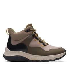 Clarks Jaunt LO 26168982 Womens Green Leather Lace Up Casual Dress Boots