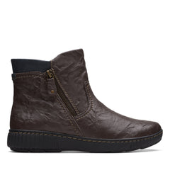 Clarks Magnolia Haley 26174341 Womens Brown Leather Ankle & Booties Boots
