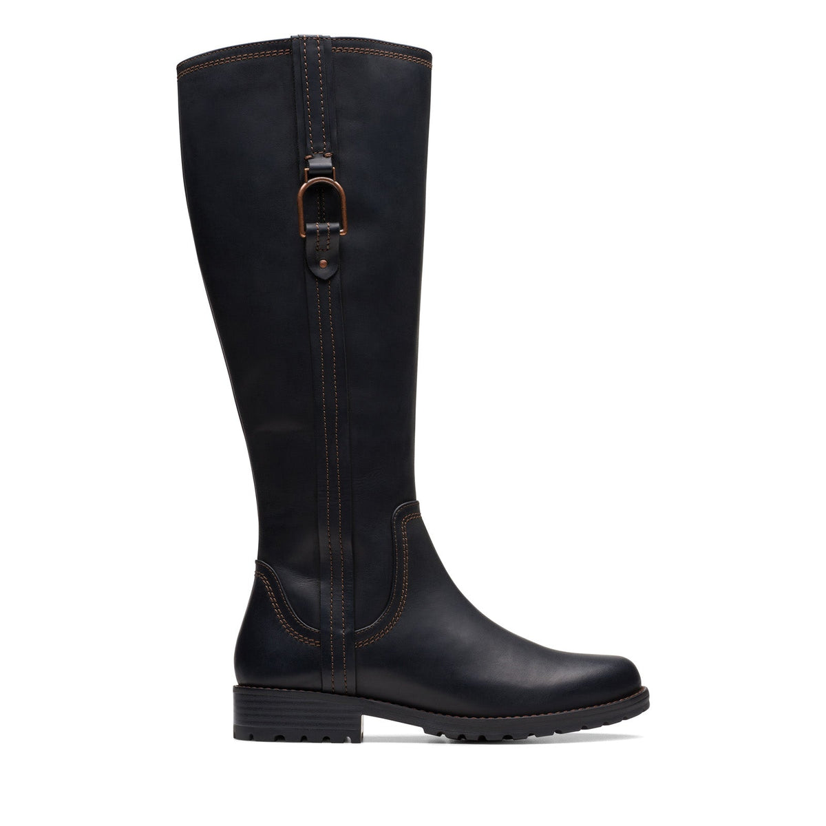 Clarks Aspra HI 26174955 Womens Black Leather Zipper Knee High Boots