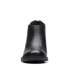 Clarks Leda Step 26174957 Womens Black Wide Leather Ankle & Booties Boots
