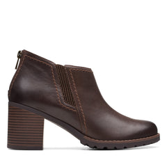 Clarks Leda Step 26174958 Womens Brown Wide Leather Ankle & Booties Boots