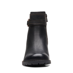 Clarks Leda Strap 26174959 Womens Black Leather Ankle & Booties Boots