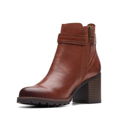 Clarks Leda Strap 26174961 Womens Brown Wide Leather Ankle & Booties Boots