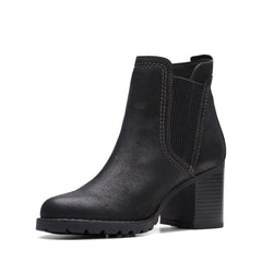 Clarks Leda Up 26174962 Womens Black Wide Suede Ankle & Booties Boots