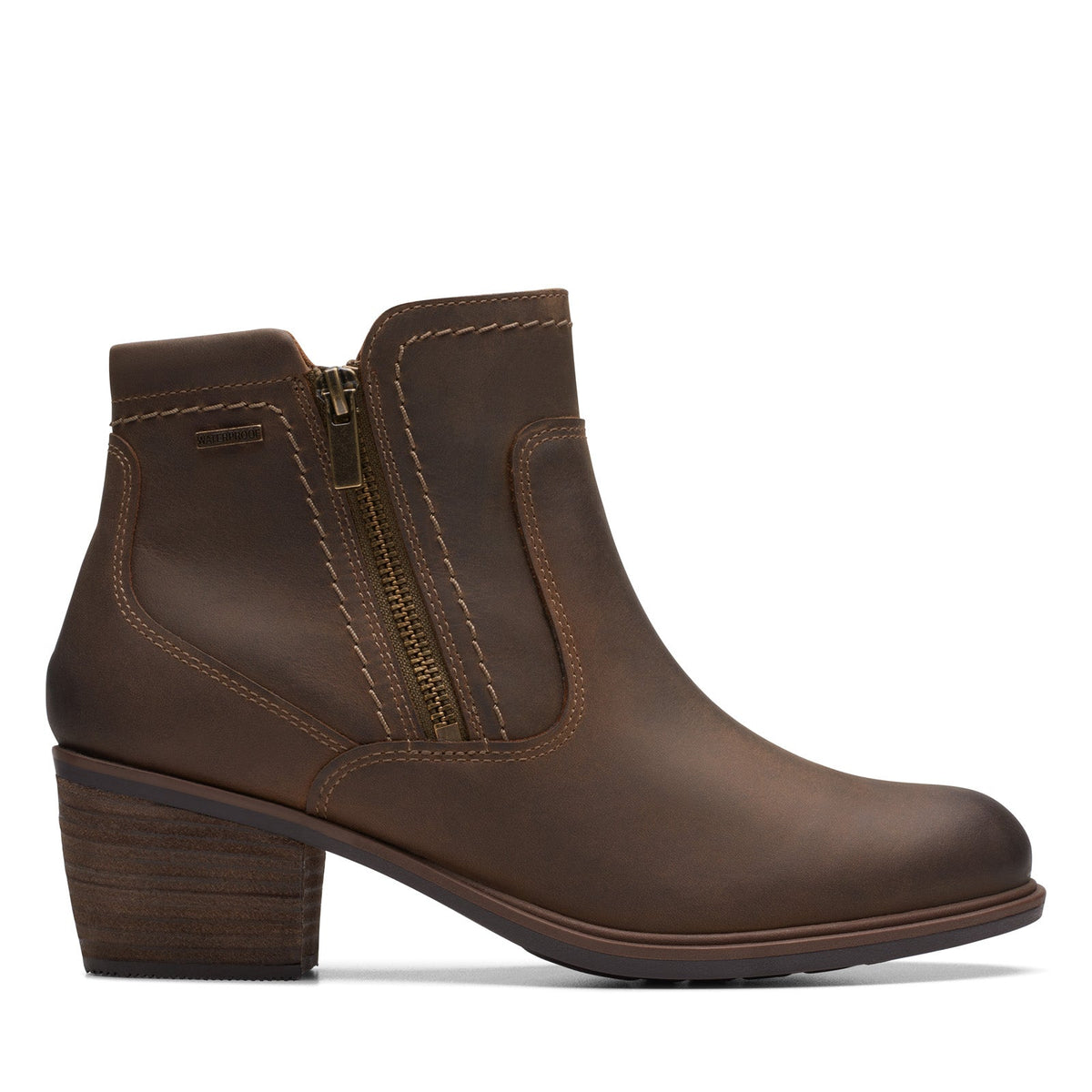 Clarks Neva Zip Waterproof 26175202 Womens Brown Ankle & Booties Boots