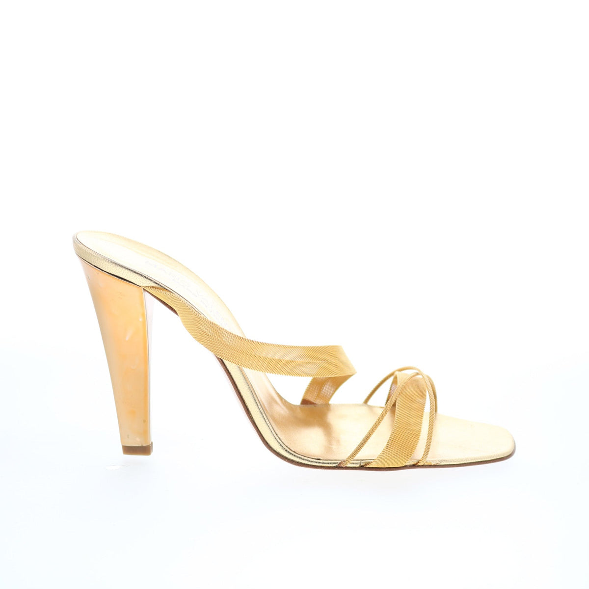 Mario Valentino 49 09 5150 Womens Gold Leather Slip On Pumps Heels Shoes