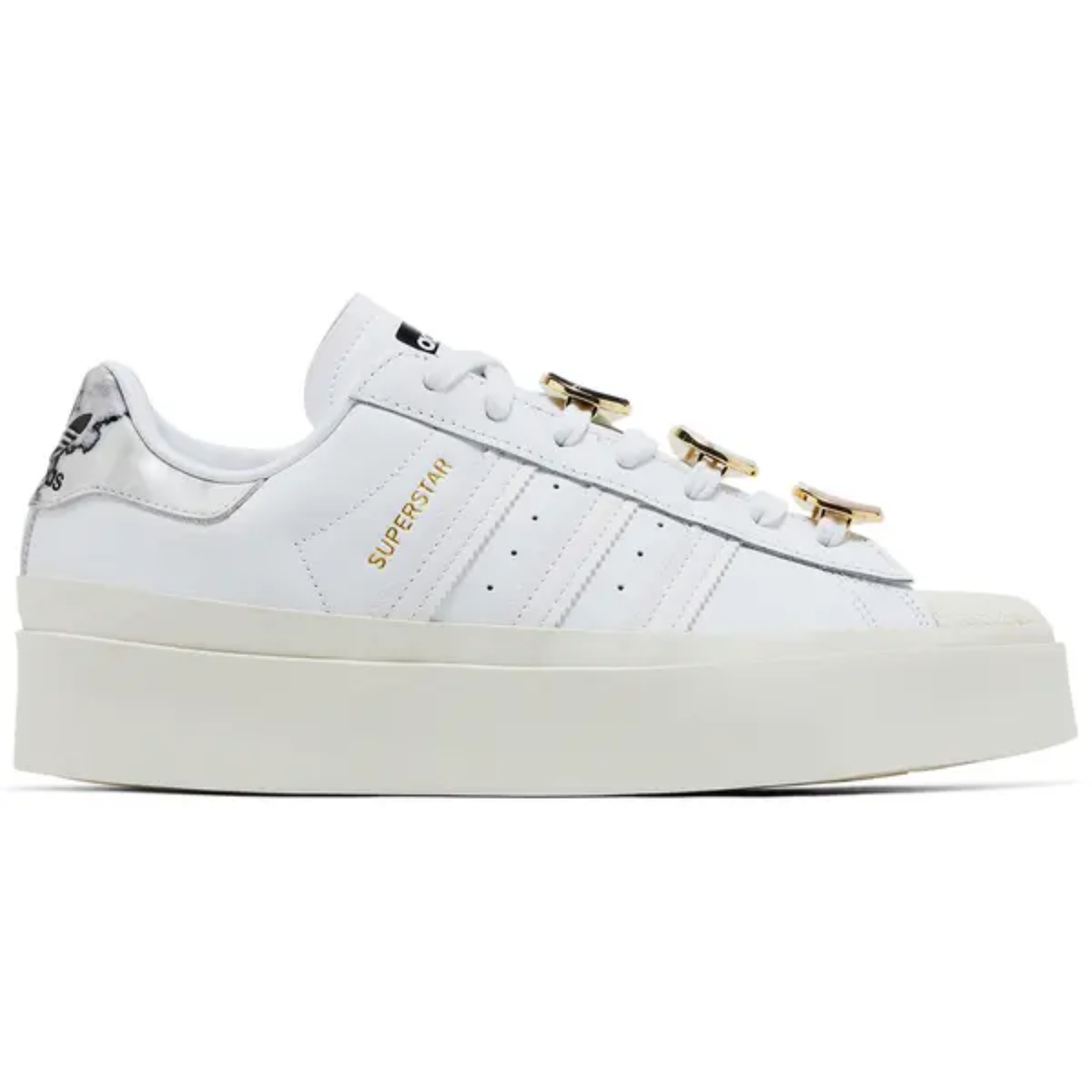 Adidas Women's White/Gold Metallic Superstar Bonega Sneakers, GY1485 (No Box)