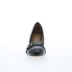Isola Tara 6229393 Womens Black Leather Slip On Heels Pumps Shoes