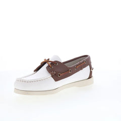 Sebago Classic Portland Womens White Leather Loafers & Slip Ons Boat Shoes