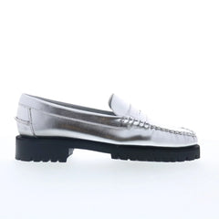 Sebago Dan Met Lug 761127W-988 Womens Silver Loafers & Slip Ons Penny Shoes