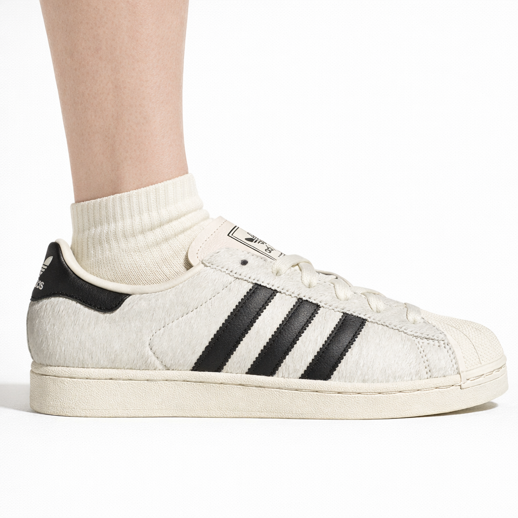 Adidas Originals Women's White Pony Hair Superstar II Sneakers, JQ7418