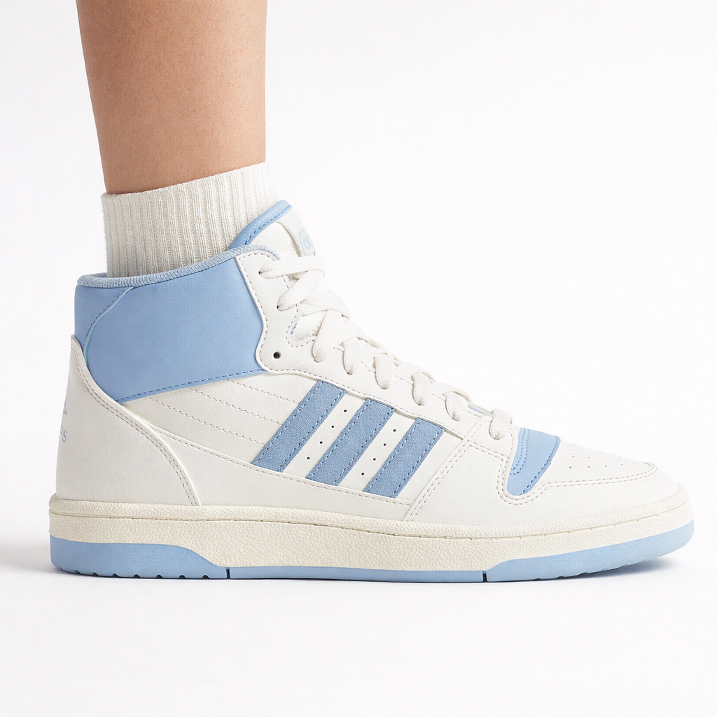 Adidas Women's White/Blue Break Start Mid Sneakers, IH7879
