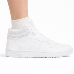Adidas Women's White Hoops 3.0 Mid Sneakers, GW5457 (No Box)