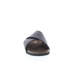 Hitchcock Carla W350 Womens Brown Extra Wide 4E Leather Slides Sandals Shoes