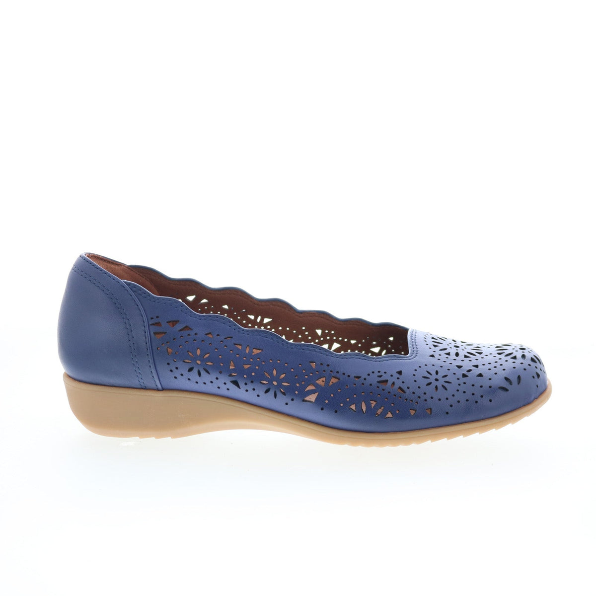Cobb Hill Rory CHRORY Womens Blue Wide Leather Slip On Ballet Flats Shoes