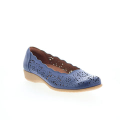 Cobb Hill Rory CHRORY Womens Blue Leather Slip On Ballet Flats Shoes