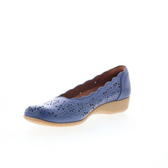 Cobb Hill Rory CHRORY Womens Blue Leather Slip On Ballet Flats Shoes