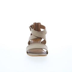 Comfortiva Rabea CT0011973 Womens Gold Leather Zipper Wedges Sandals Shoes