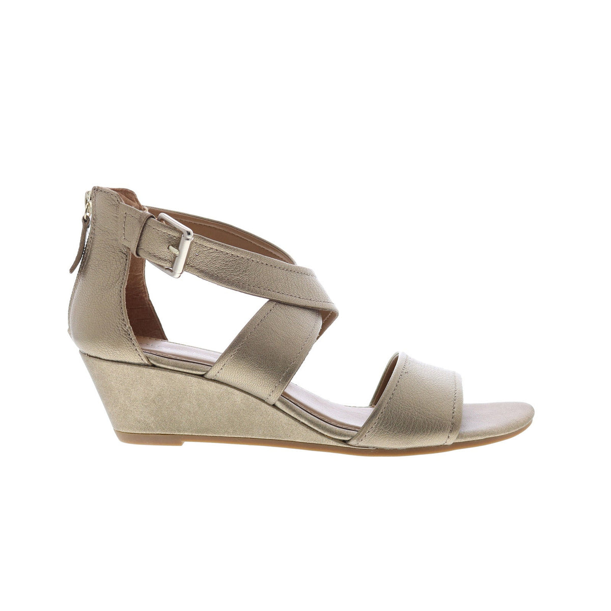Comfortiva Rabea CT0011973 Womens Gold Leather Zipper Wedges Sandals Shoes