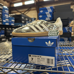 Adidas Originals Women's Cracked Leather Samba OG Sneakers, Silver, JR0035