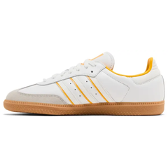 Adidas Men's White Samba OG 'Two Tone Stripes - Crew Yellow' Sneakers, ID1479 (No Box)