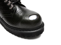 Dr. Martens Crocodile 1461 Bex Steel Toe Leather Shoes in Forest Green