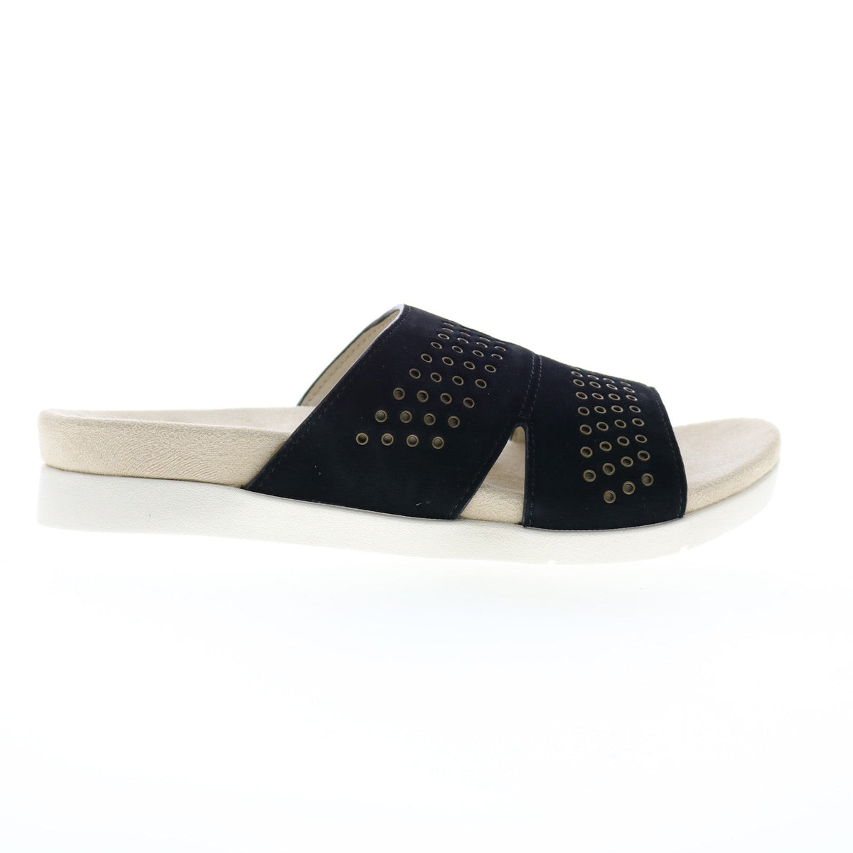 Spenco Twilight Stud SP1061BLK Womens Black Suede Slides Sandals Shoes